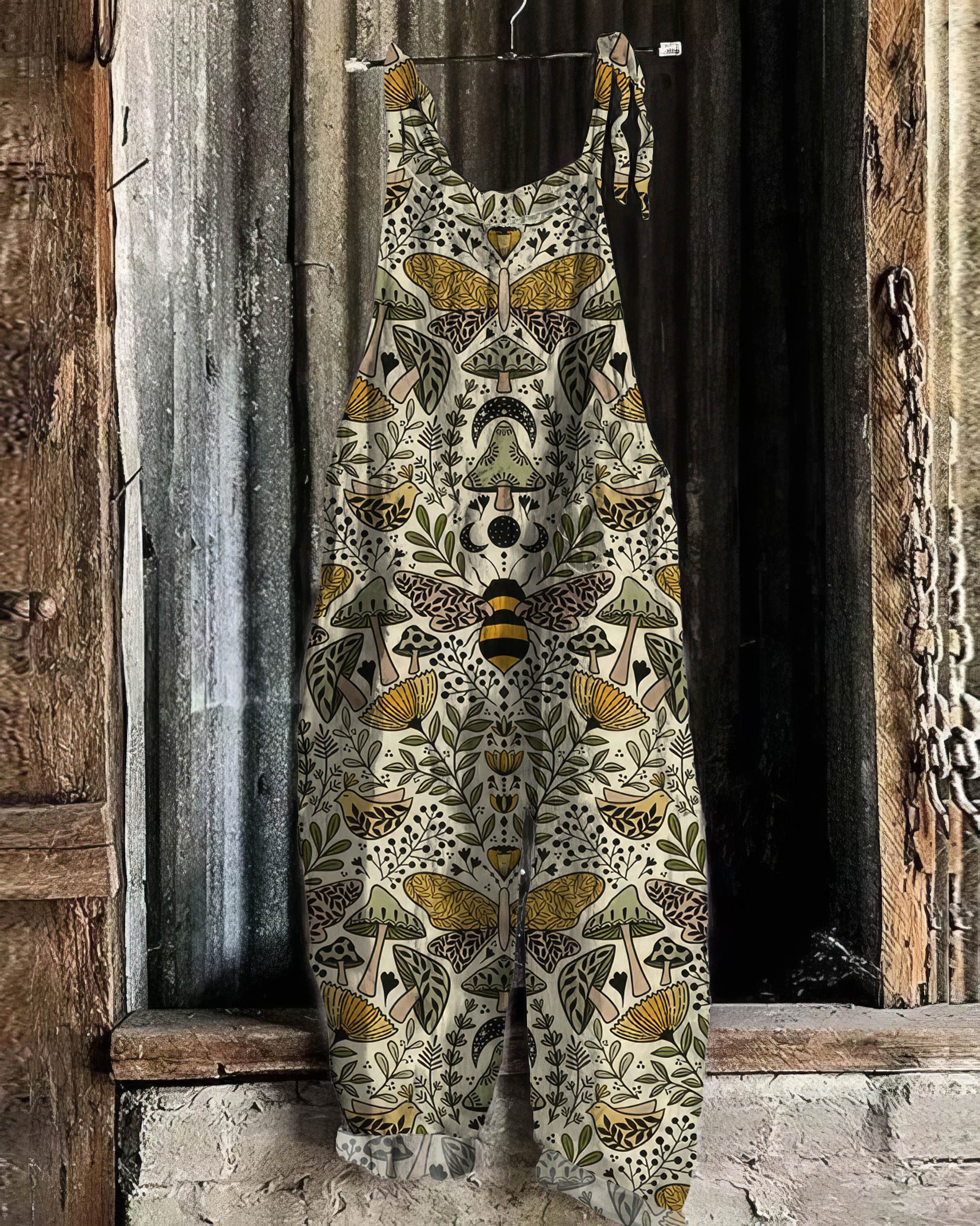 Bees and Moths Pattern Casual Jumpsuit