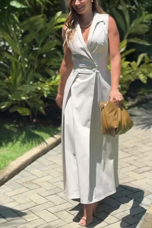 Polka Dot Print Shirt Pocketed Umbrella Maxi Dress