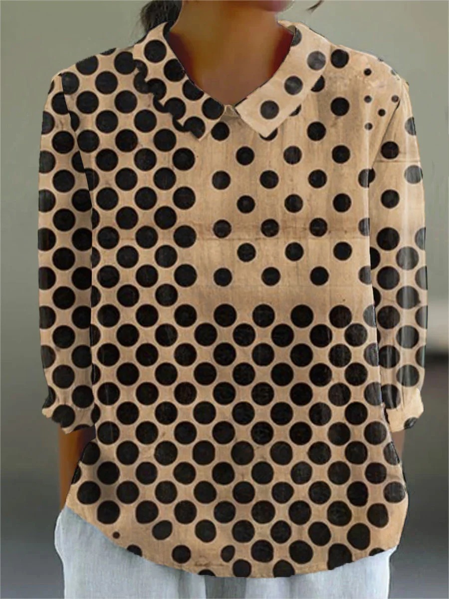 Women's Vintage Colorblock Striped Art Print Casual Cotton And Linen 3