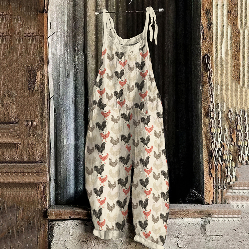 Farm Animal Print Casual Jumpsuit