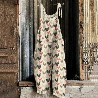Farm Animal Print Casual Jumpsuit