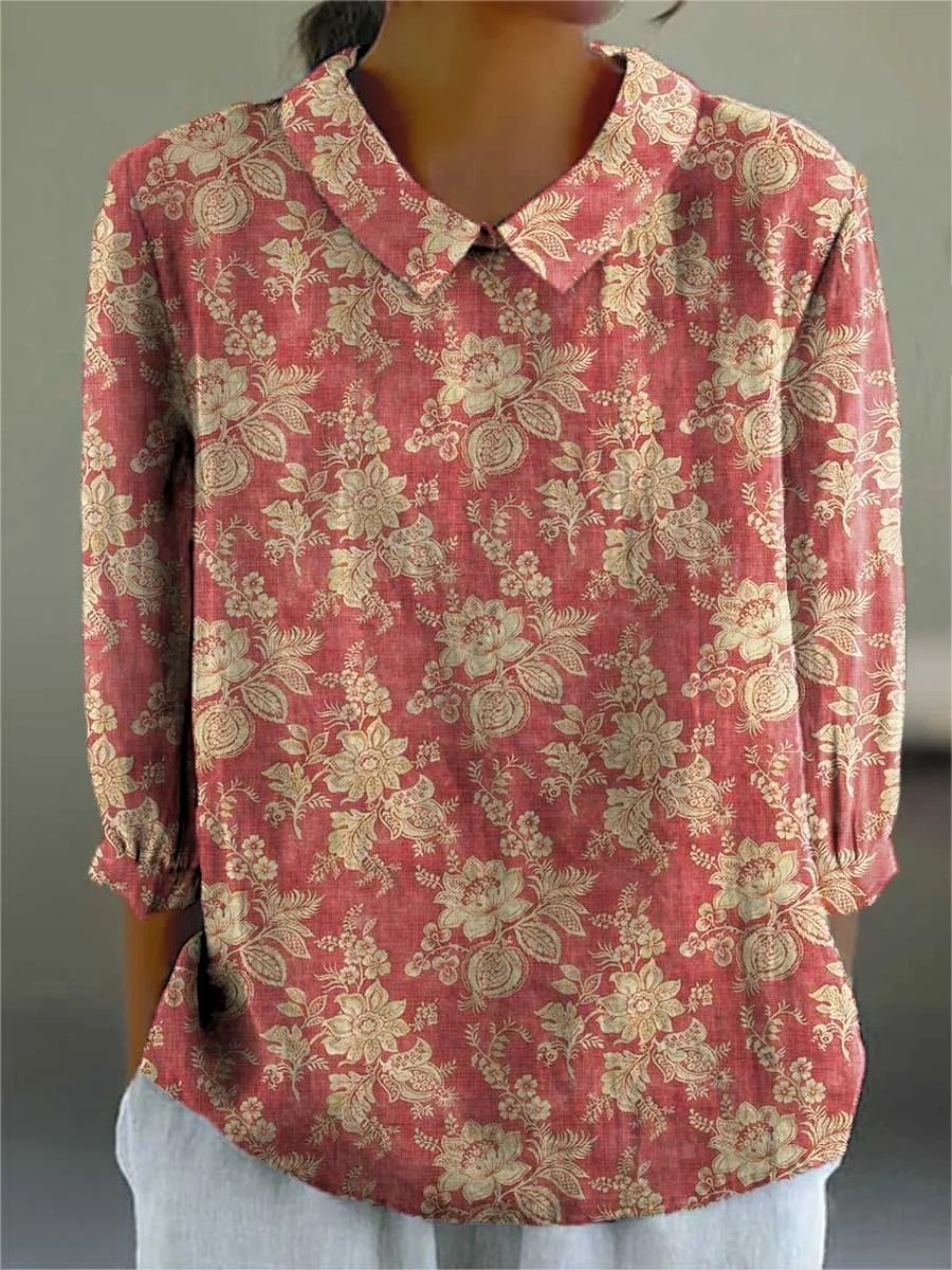 Women's Vintage Abstract Geometry Art Print Casual Cotton And Linen 3/