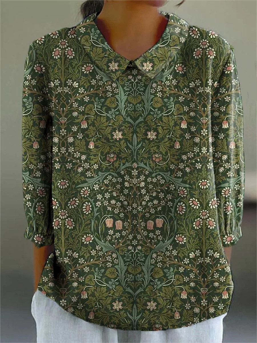 Women's Vintage Abstract Geometry Art Print Casual Cotton And Linen 3/