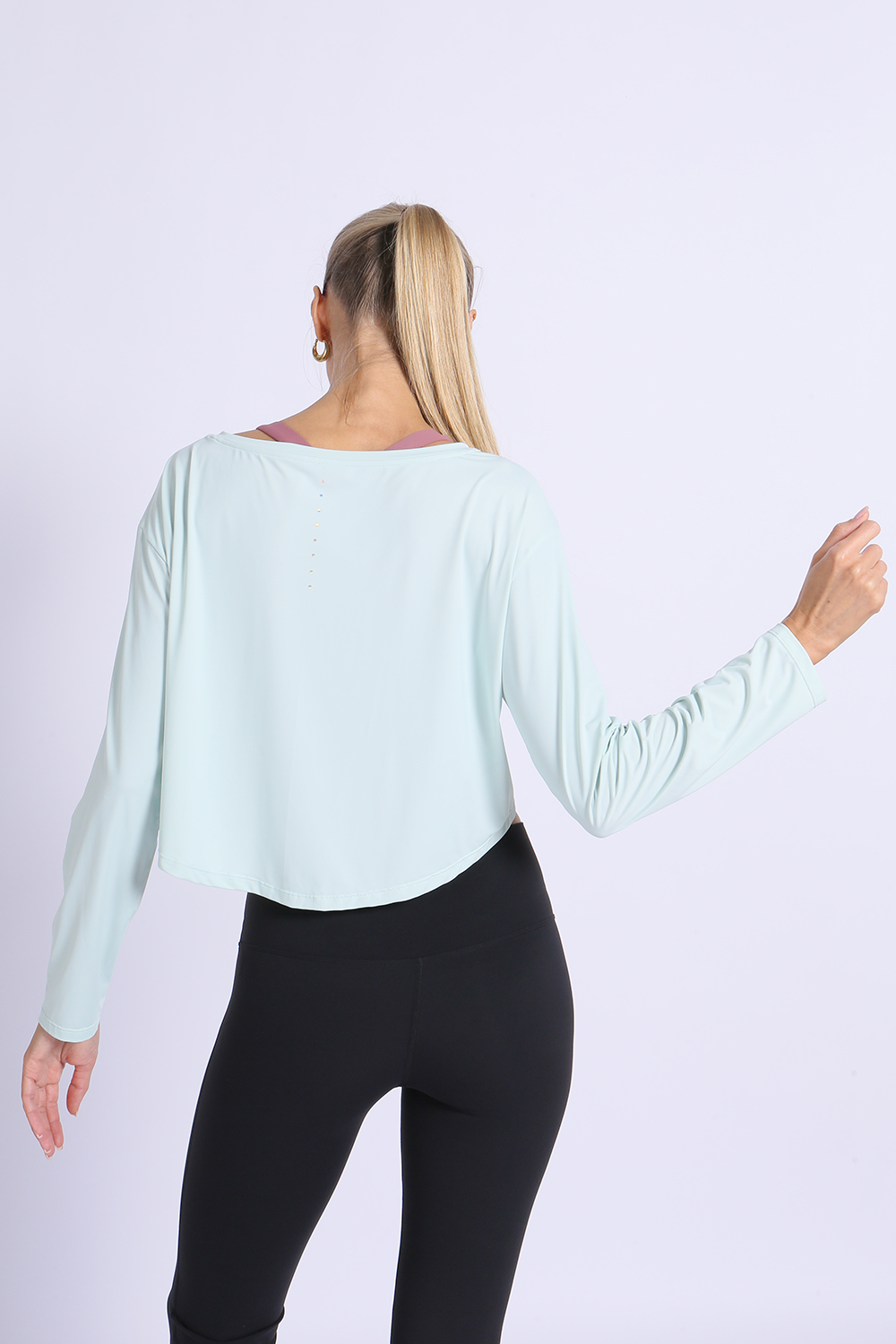 NUCBN® Nylon Jade Jacquard Sports Cover-up T-shirt Women Running Fitness Loose Pilates Training Yoga Long Sleeve Top