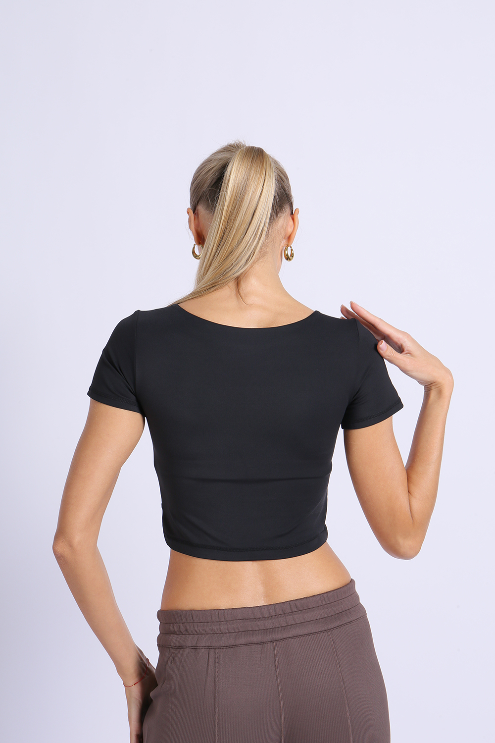 NUCBN® Nude hollow navel-exposing sports short-sleeved quick-drying tight yoga suit