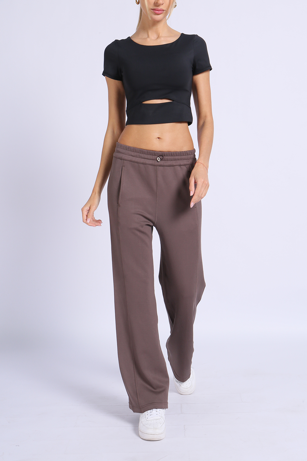 NUCBN® Three-dimensional half-stitched flared pants (ribbed)
