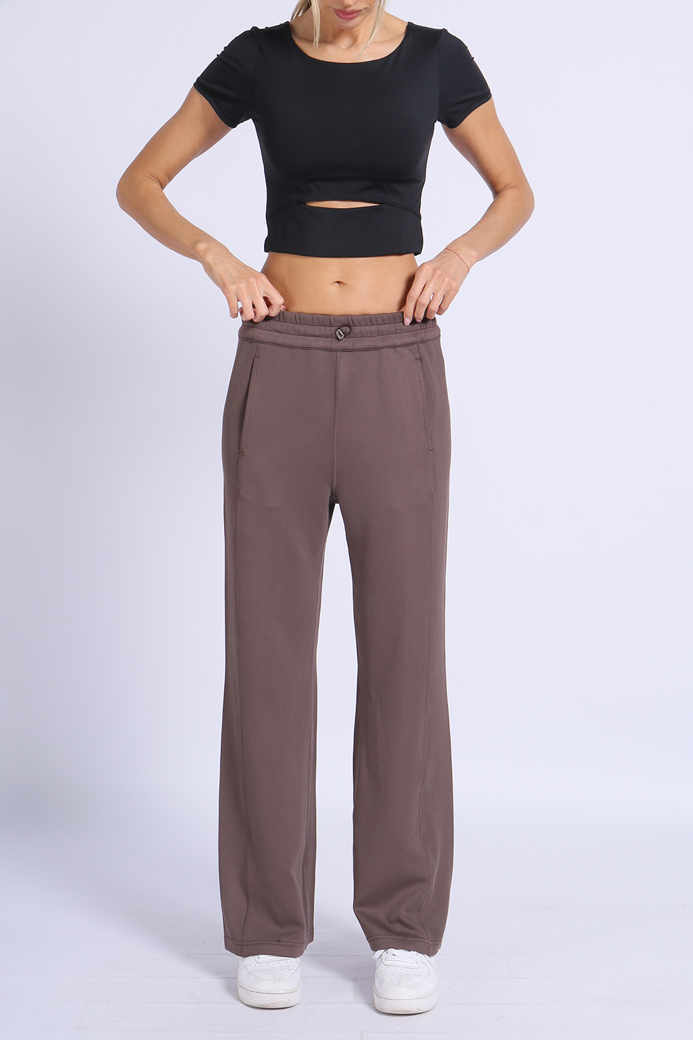 NUCBN® Three-dimensional half-stitched flared pants (ribbed)