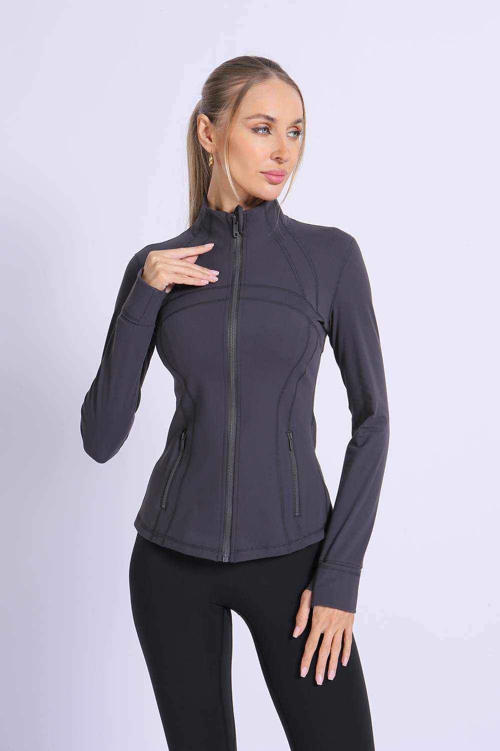 NUCBN® hot-selling sports jacket for women autumn and winter zipper stand collar slim fit sports outdoor long-sleeved yoga jacket