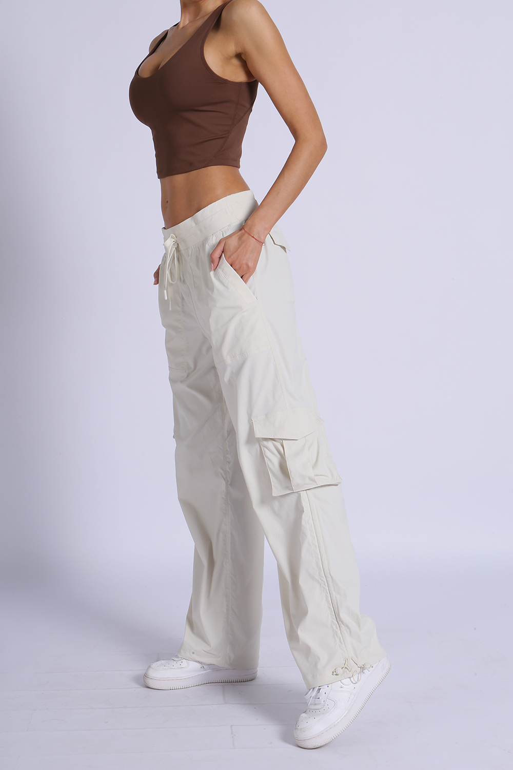 NUCBN® High-density waterproof two-way elastic adjustable loose mid-waist overalls