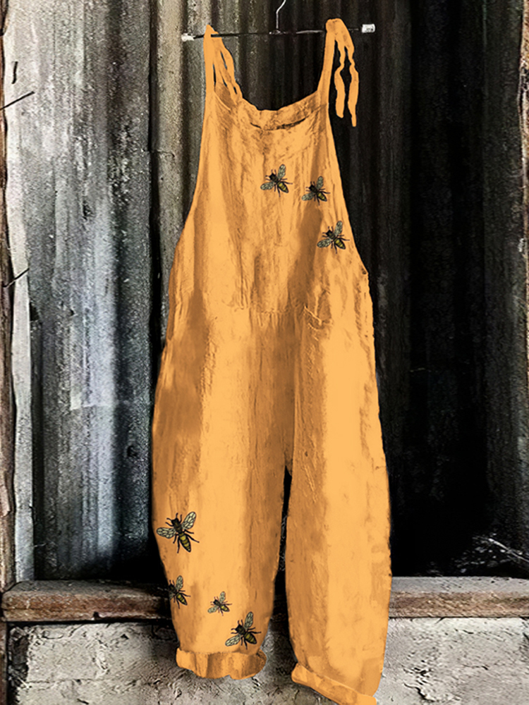Farm Bee Print Casual Jumpsuit