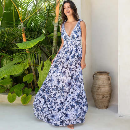 - blue and white porcelain swimsuit wrap skirt suits