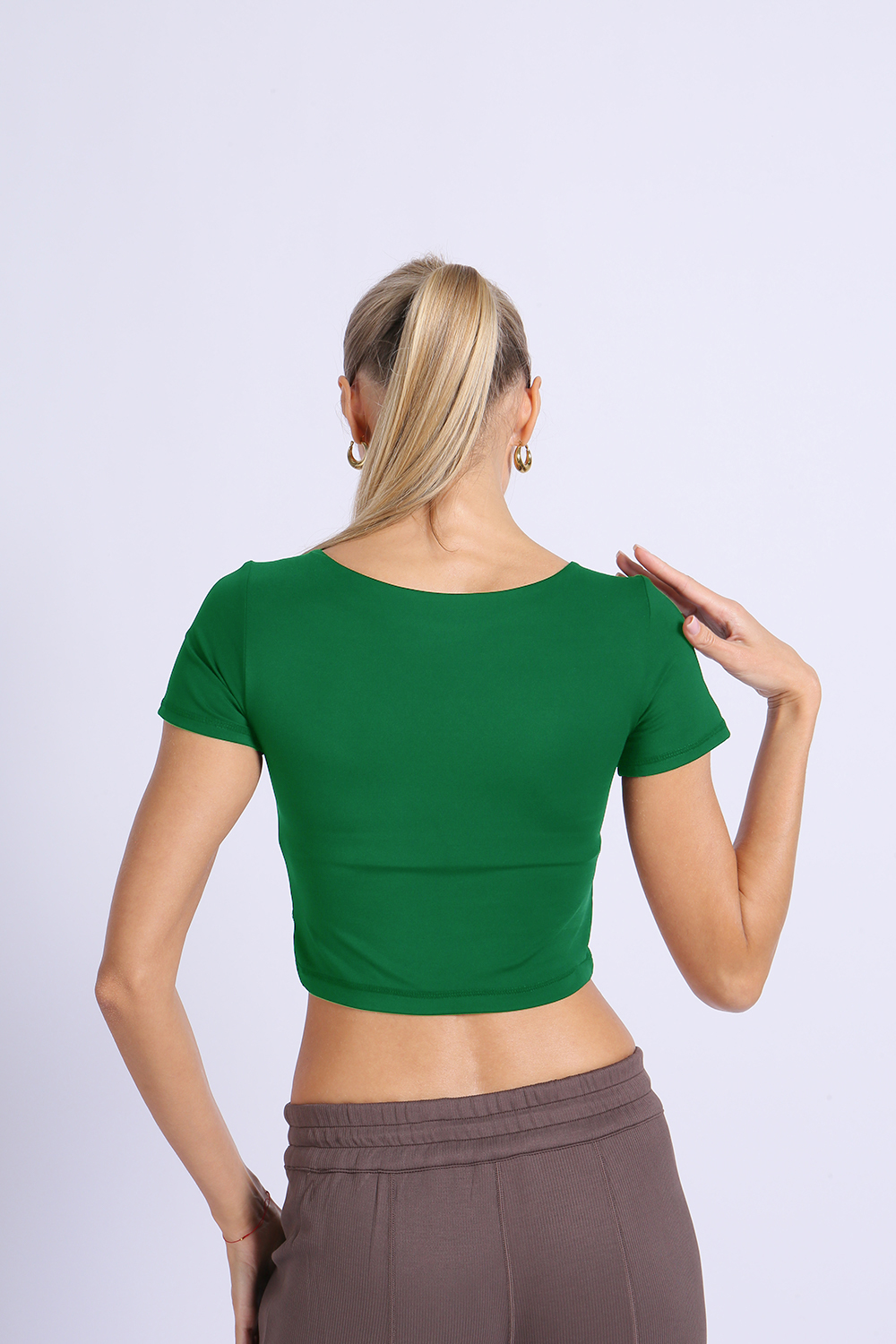 NUCBN® Nude hollow navel-exposing sports short-sleeved quick-drying tight yoga suit