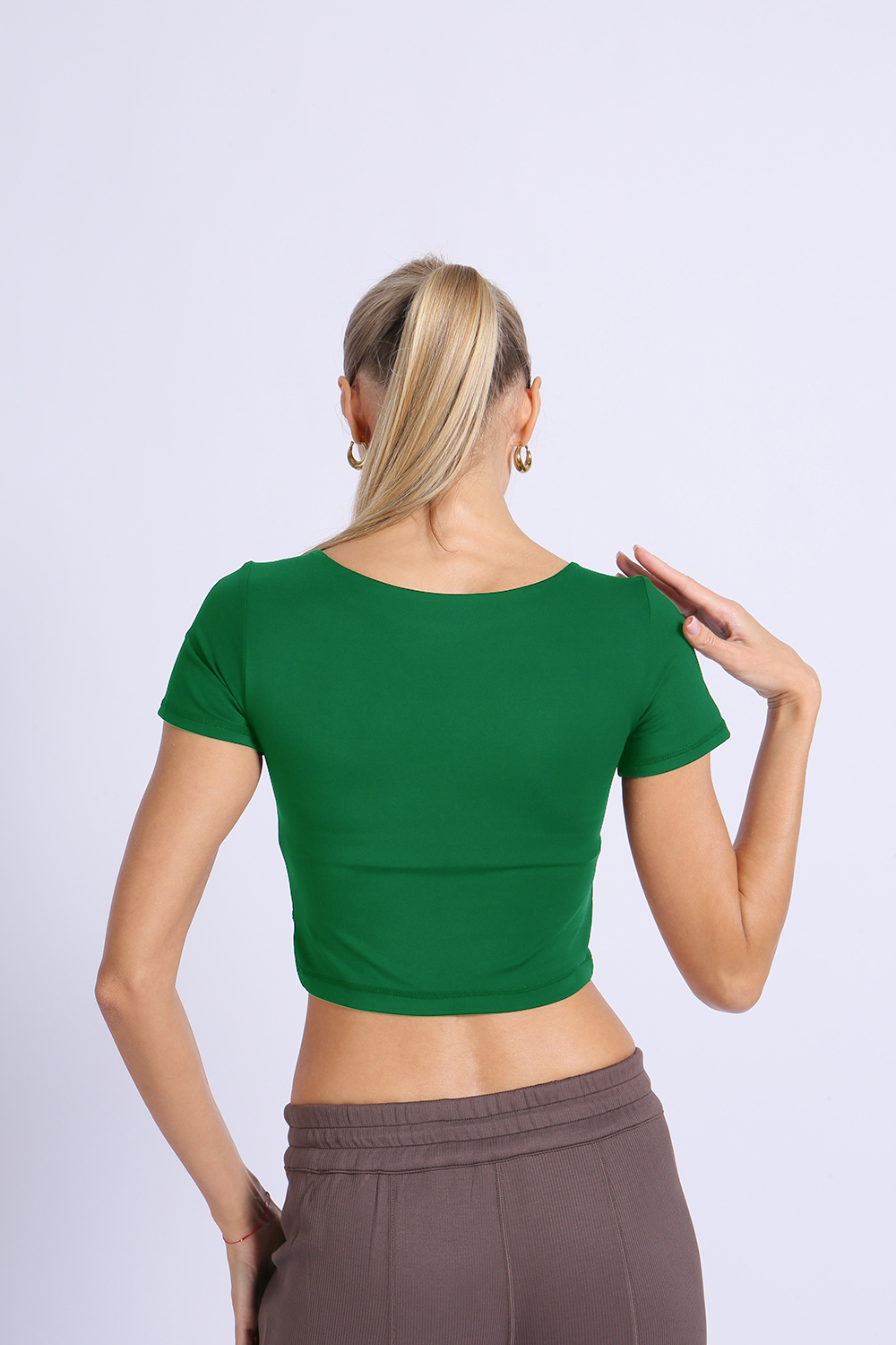 NUCBN® Nude hollow navel-exposing sports short-sleeved quick-drying tight yoga suit