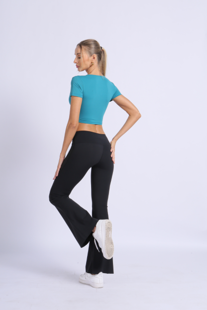 NUCBN® Sexy V-neck yoga tops for women short-sleeved sports t-shirts slim-fit fitness clothes running sports quick-drying clothes