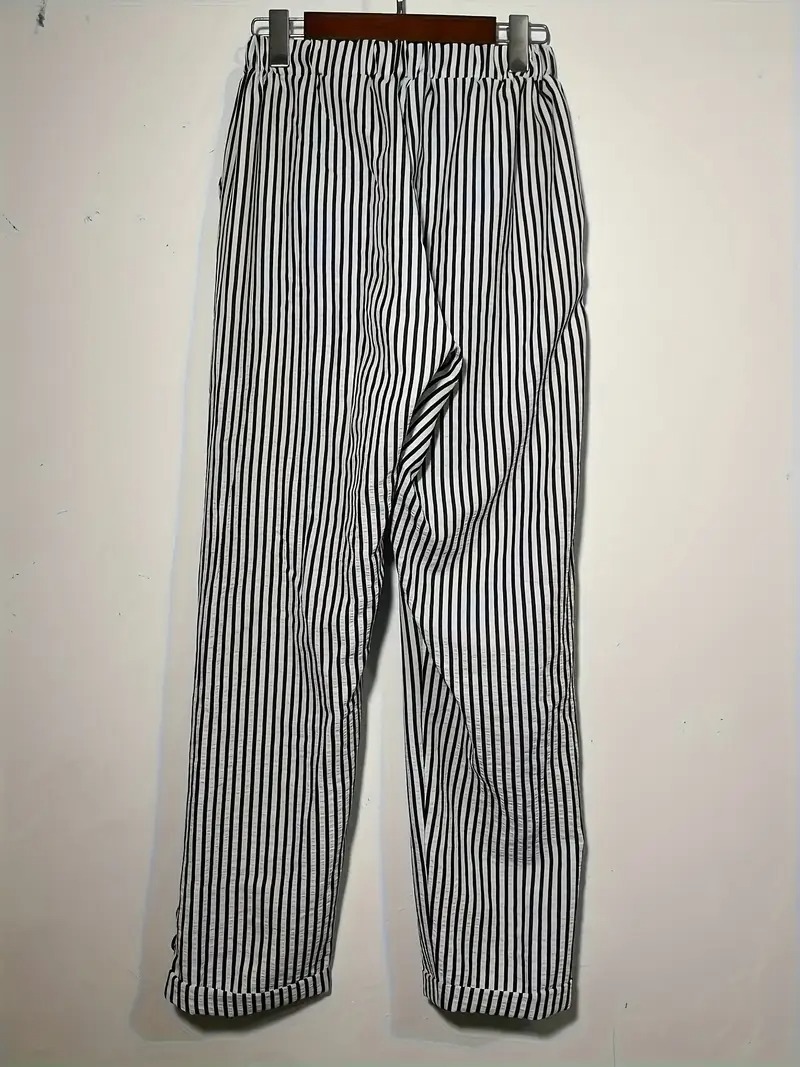 Women's Casual Striped Lace-Up Pants