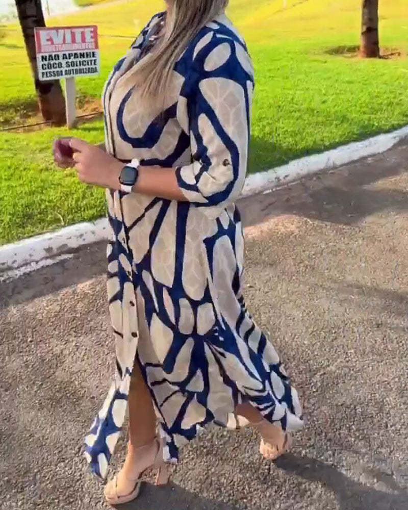 Fashion print shirt dress