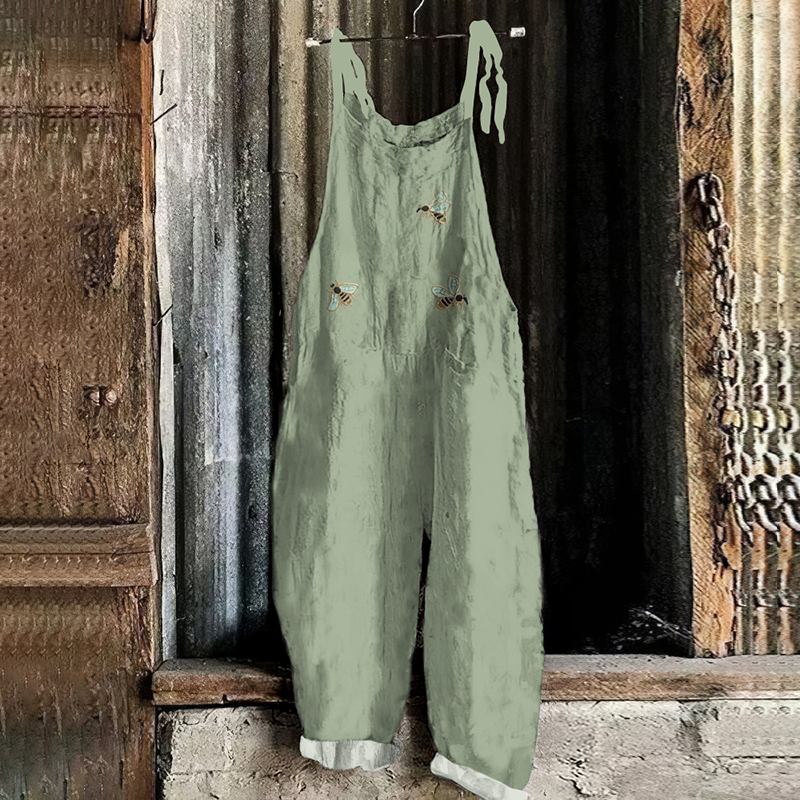 Flying Bees Pattern Casual Jumpsuit