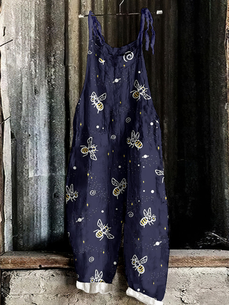Farm Bee Print Casual Jumpsuit