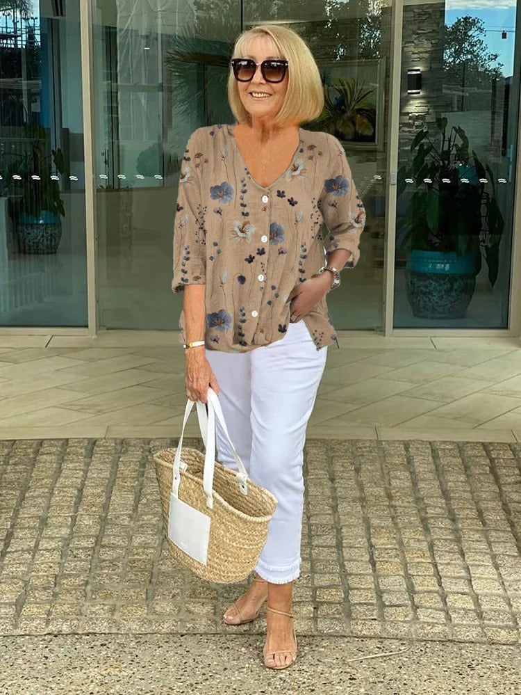 Cotton and Linen Floral Top