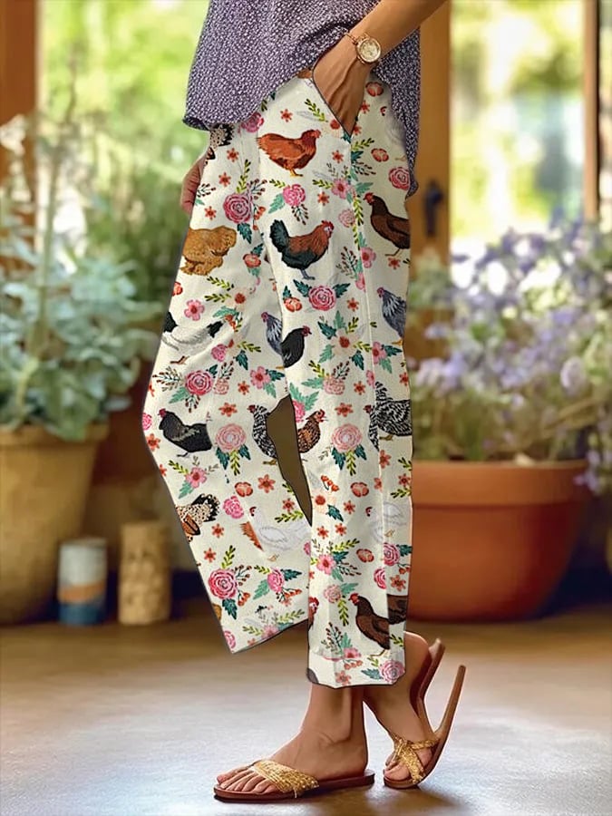 Women's Farm Animals and Floral Print Lounge Pants