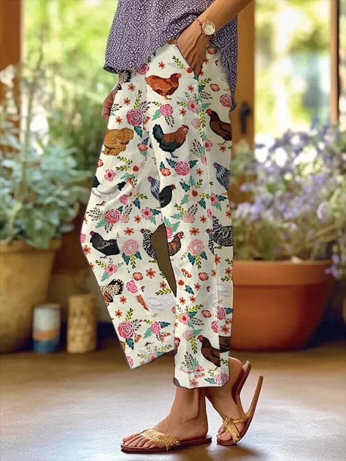 Women's Farm Animals and Floral Print Lounge Pants