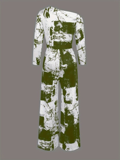 One Shoulder Jumpsuit, Elegant Split Jumpsuit For Spring, Women's Clothing