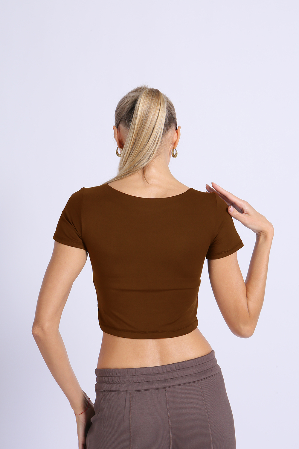 NUCBN® Nude hollow navel-exposing sports short-sleeved quick-drying tight yoga suit