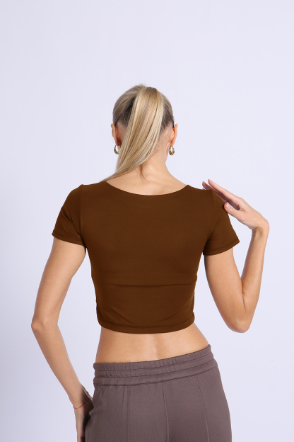 NUCBN® Nude hollow navel-exposing sports short-sleeved quick-drying tight yoga suit