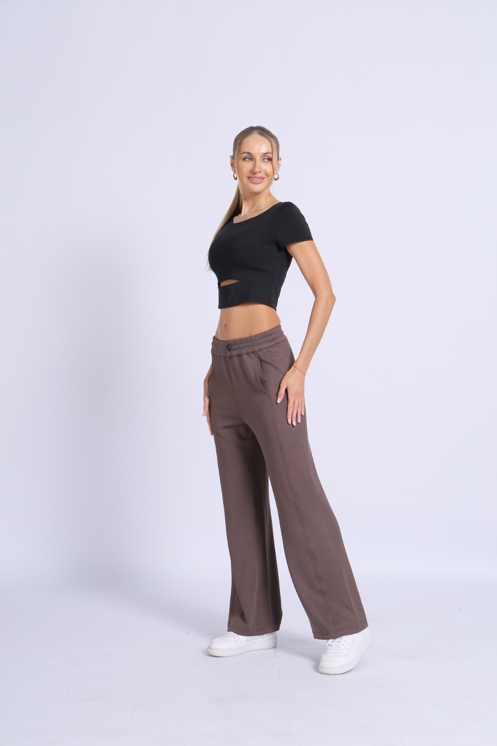 NUCBN® Nude hollow navel-exposing sports short-sleeved quick-drying tight yoga suit