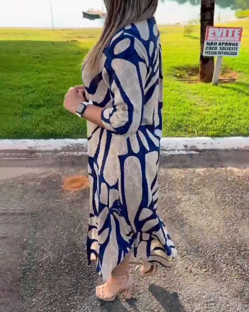 Fashion print shirt dress
