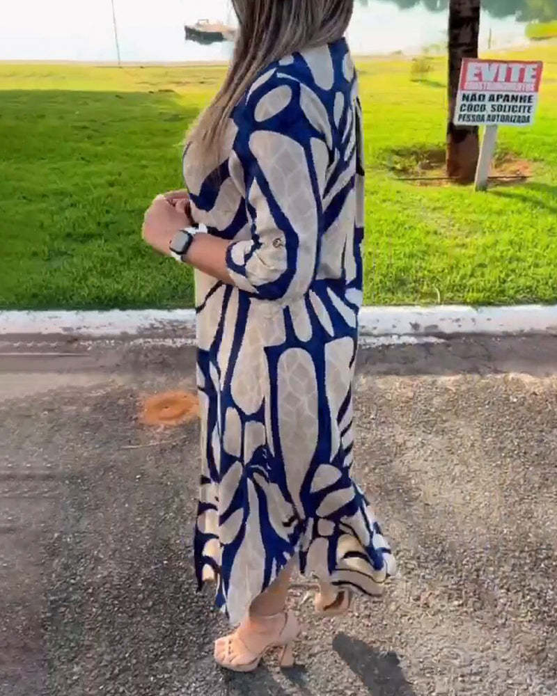 Fashion print shirt dress