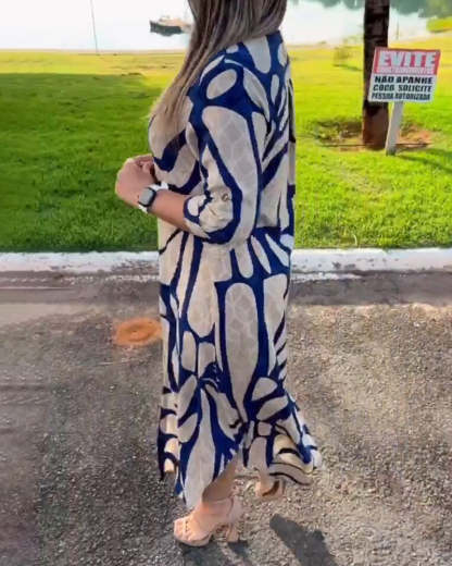 Fashion print shirt dress