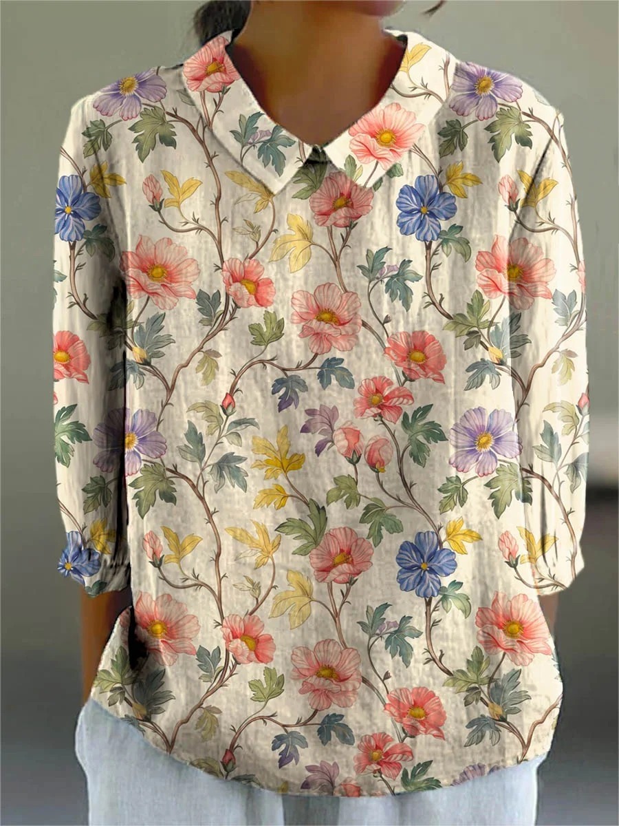 Women's Vintage Abstract Geometry Art Print Casual Cotton And Linen 3/