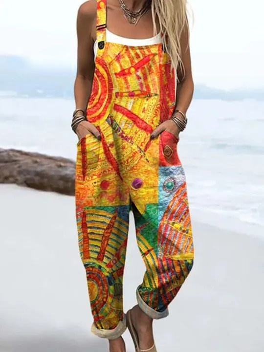 Women's Abstract Patchwork Pattern Art Print Casual 100% Cotton Wide L