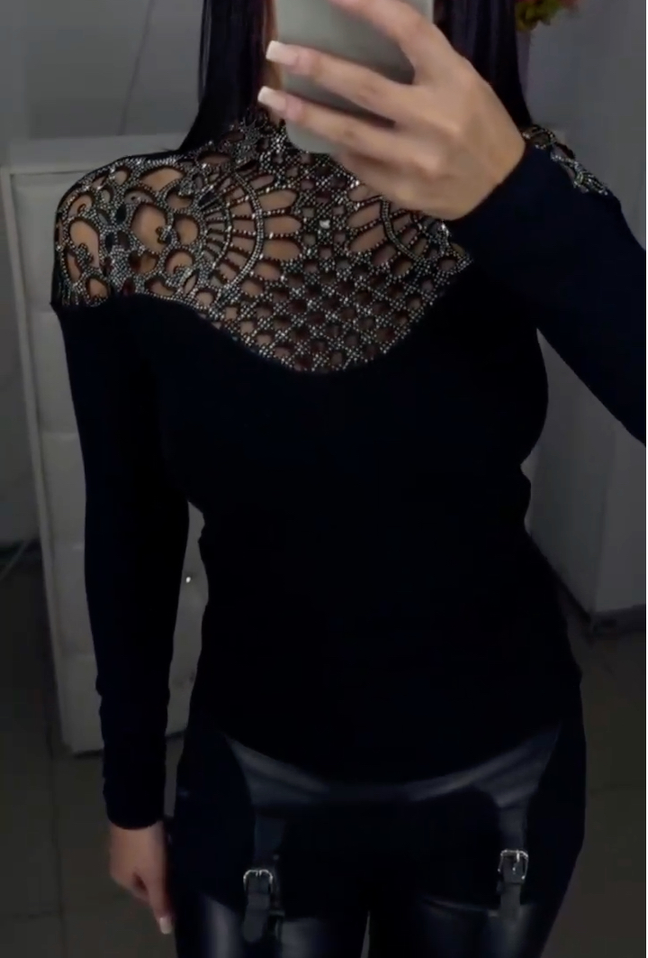 Women's Round Neck, Fitted, Sheer, Sexy Top