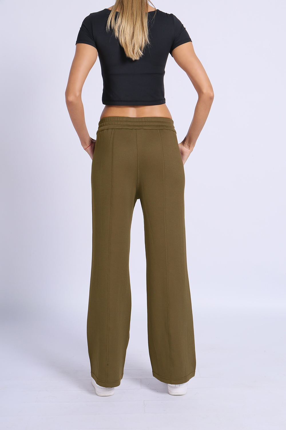 NUCBN® Three-dimensional half-stitched flared pants (ribbed)