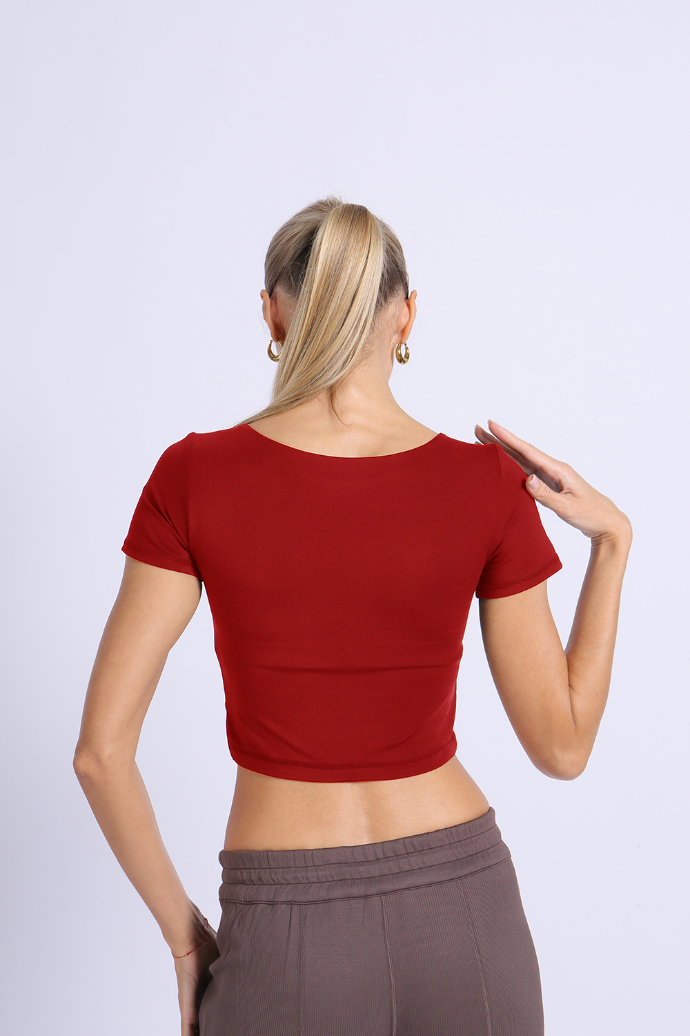 NUCBN® Nude hollow navel-exposing sports short-sleeved quick-drying tight yoga suit