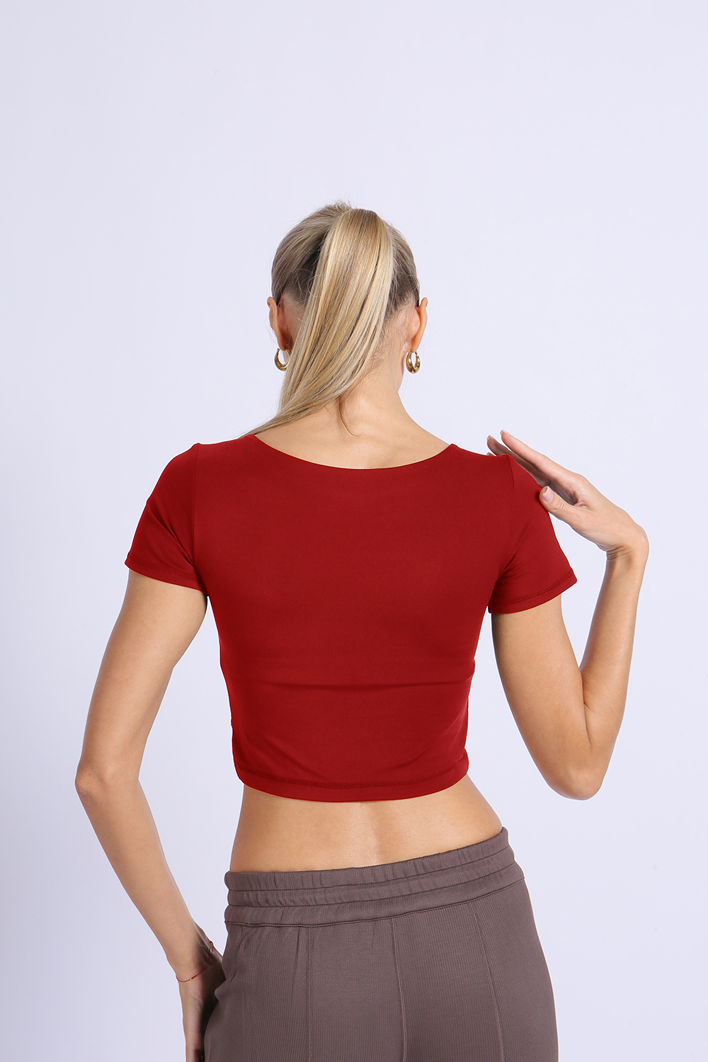 NUCBN® Nude hollow navel-exposing sports short-sleeved quick-drying tight yoga suit