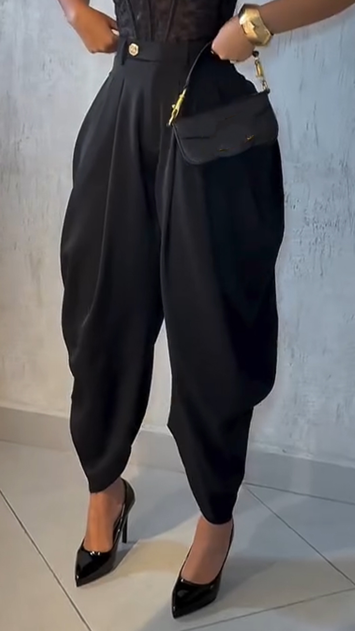 Ladies' Irregular Solid Color Casual Pants