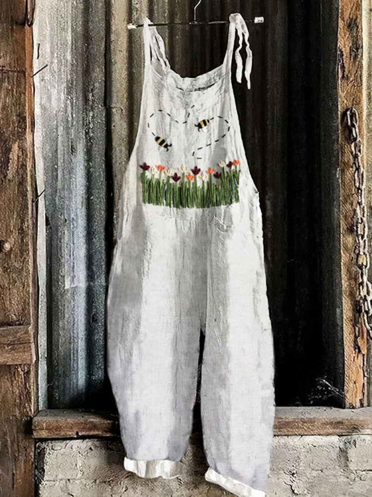 Casual Flying Bees Art Print Jumpsuit