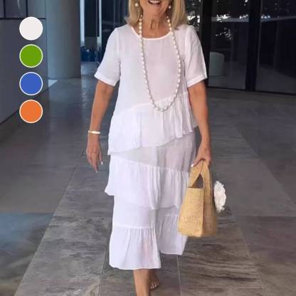 [S-3XL]💖Cotton Linen Short Sleeve Dress