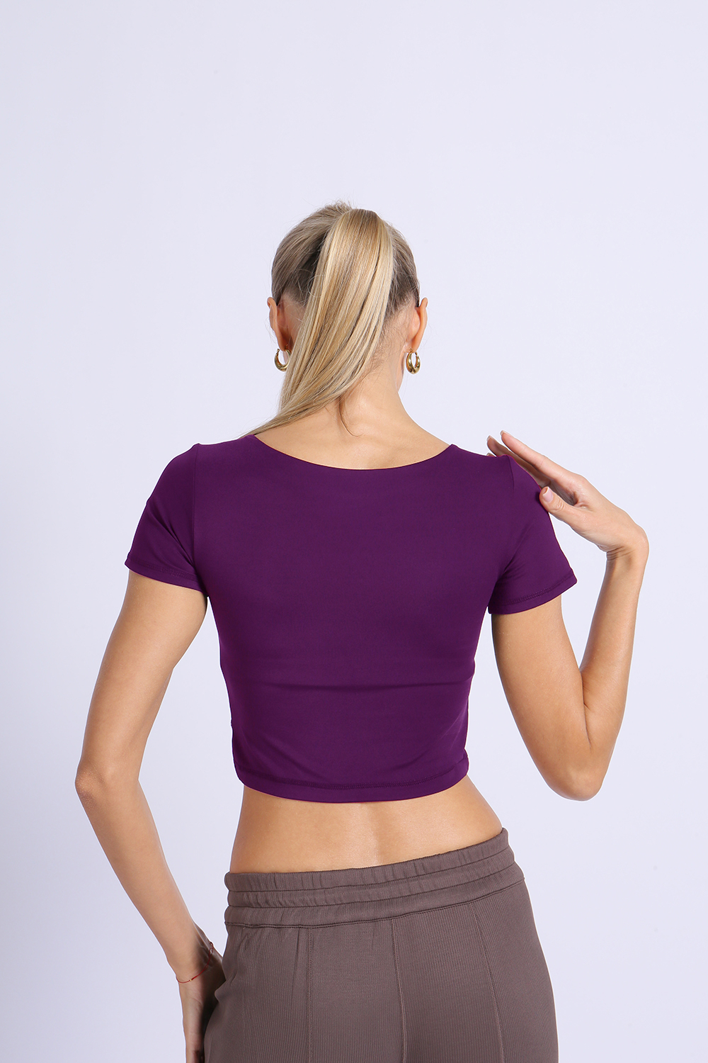 NUCBN® Nude hollow navel-exposing sports short-sleeved quick-drying tight yoga suit