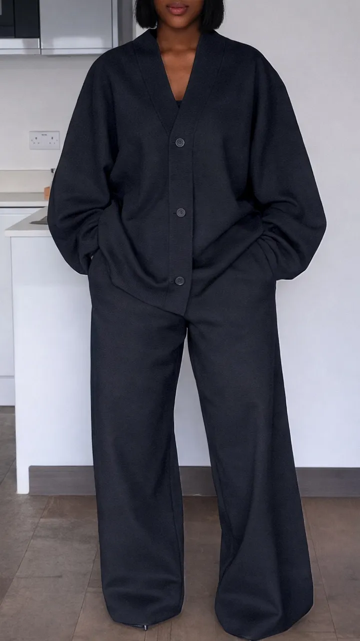 Womens V-neck Coat+ Pants Loose Casual Set
