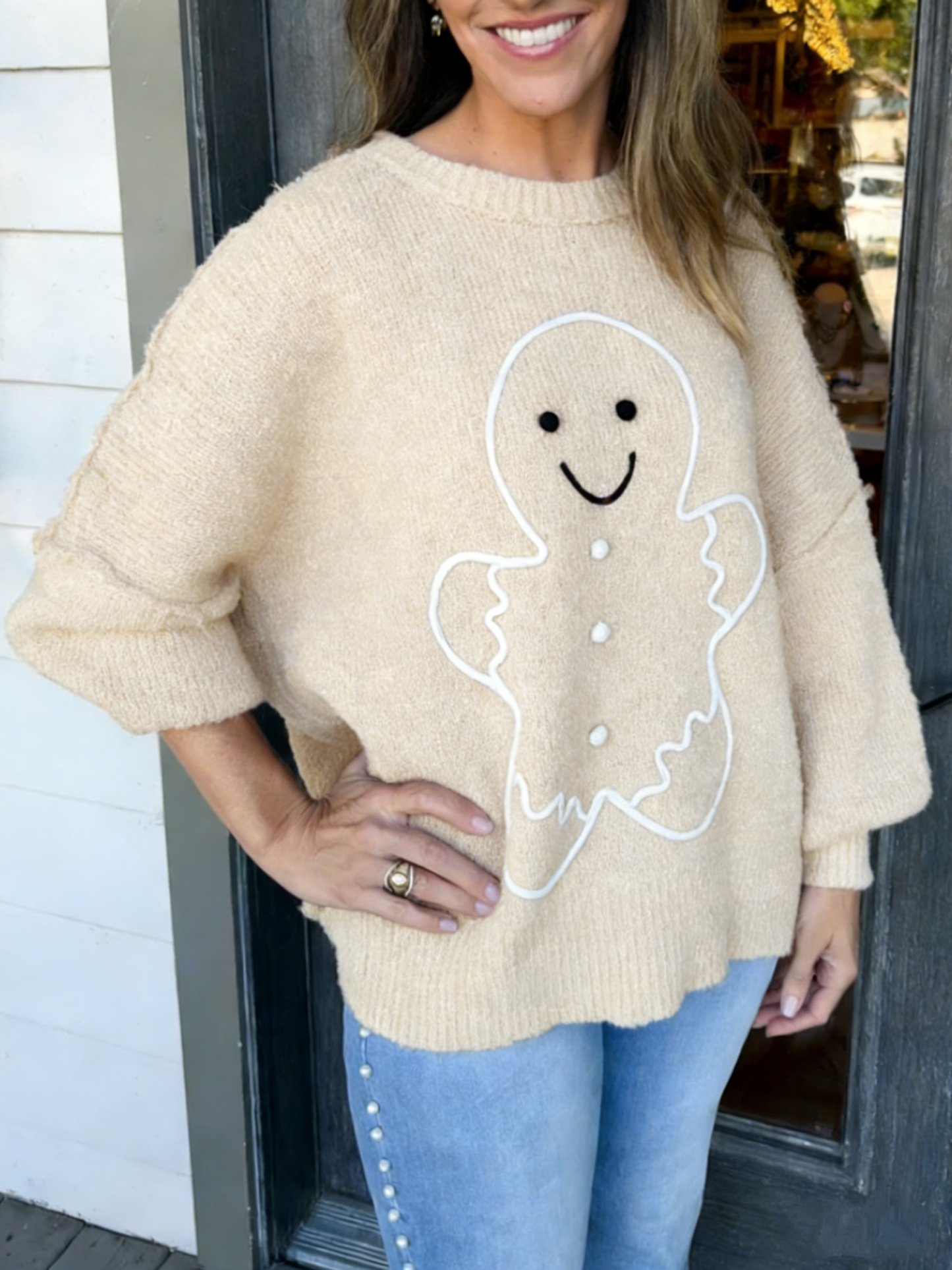 Cute Cookie Pattern Patchwork Sweater for Women