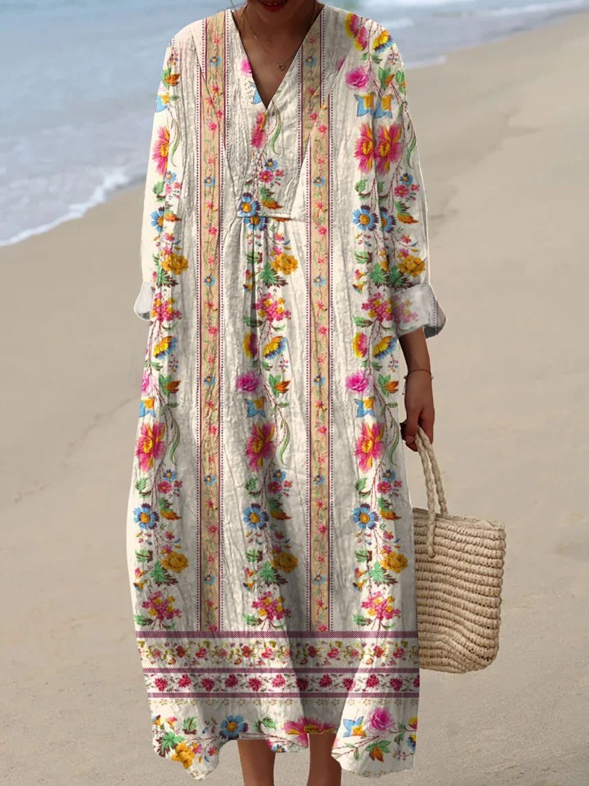 Women's Vintage Flowers Art Print Dress