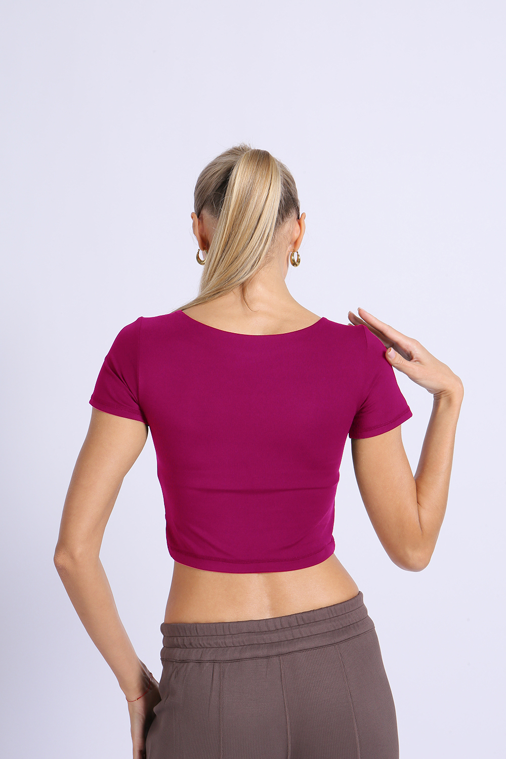 NUCBN® Nude hollow navel-exposing sports short-sleeved quick-drying tight yoga suit