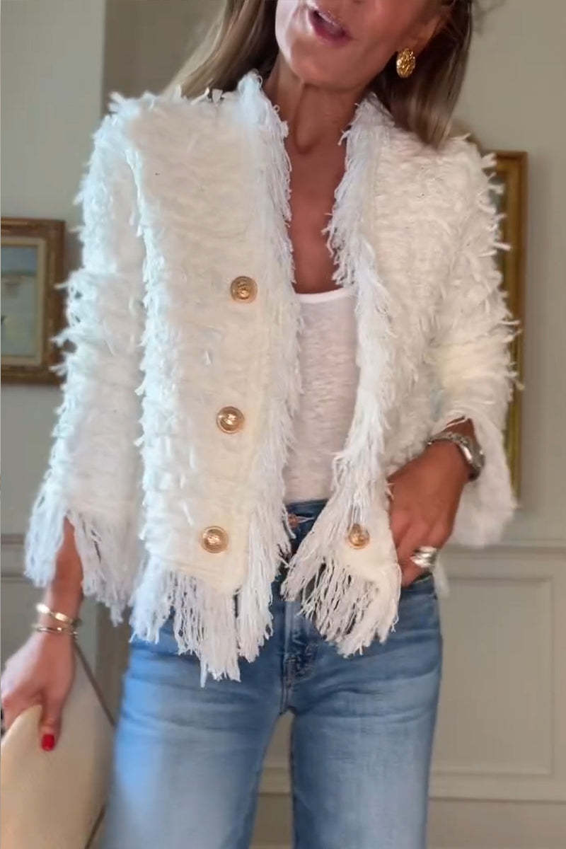 Ladies Flowing Fringe Casual Coat