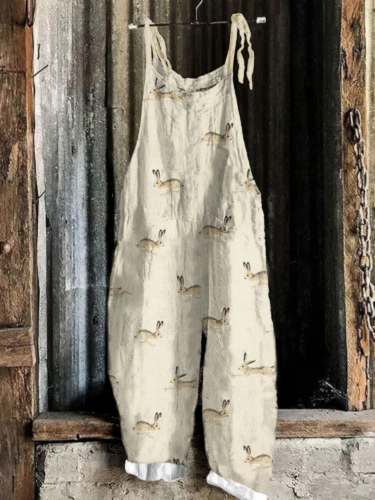 Rabbit Print Loose Casual Jumpsuit