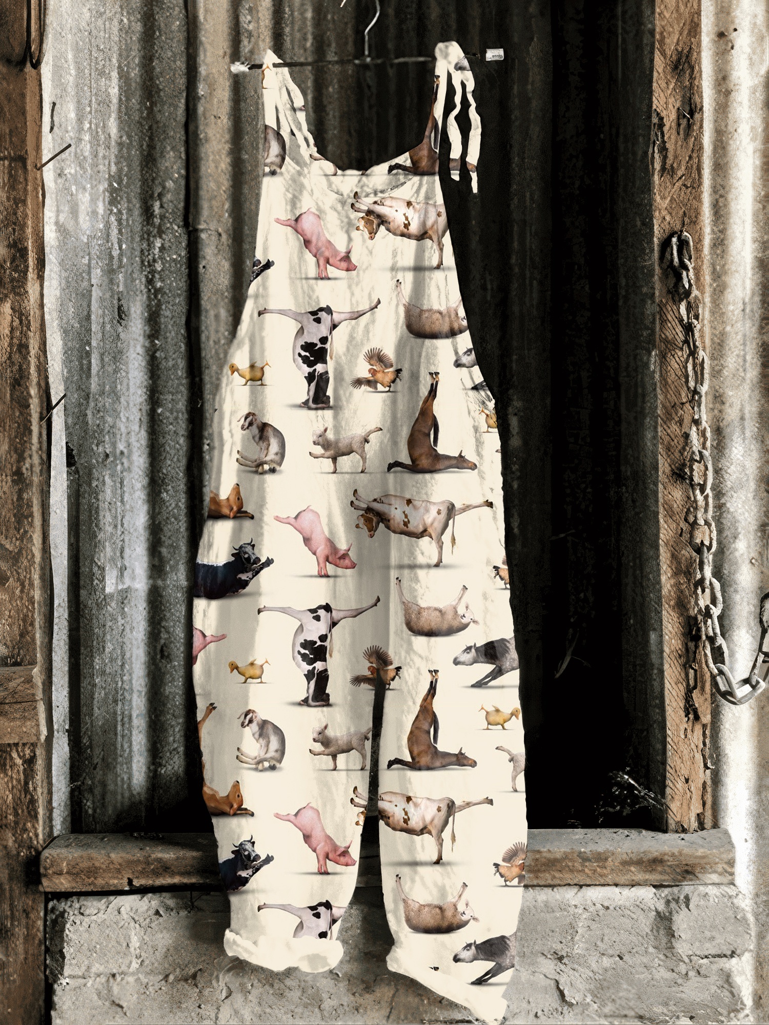 Farm Funny Animal Print Casual Jumpsuit