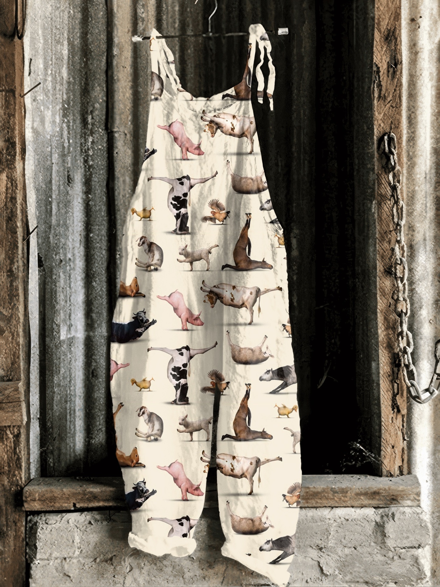 Farm Funny Animal Print Casual Jumpsuit